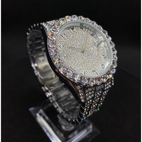 LIMITED Edition18K Silver Plated Iced Out Diamond Luxury Design Watch - Picture 5 of 6
